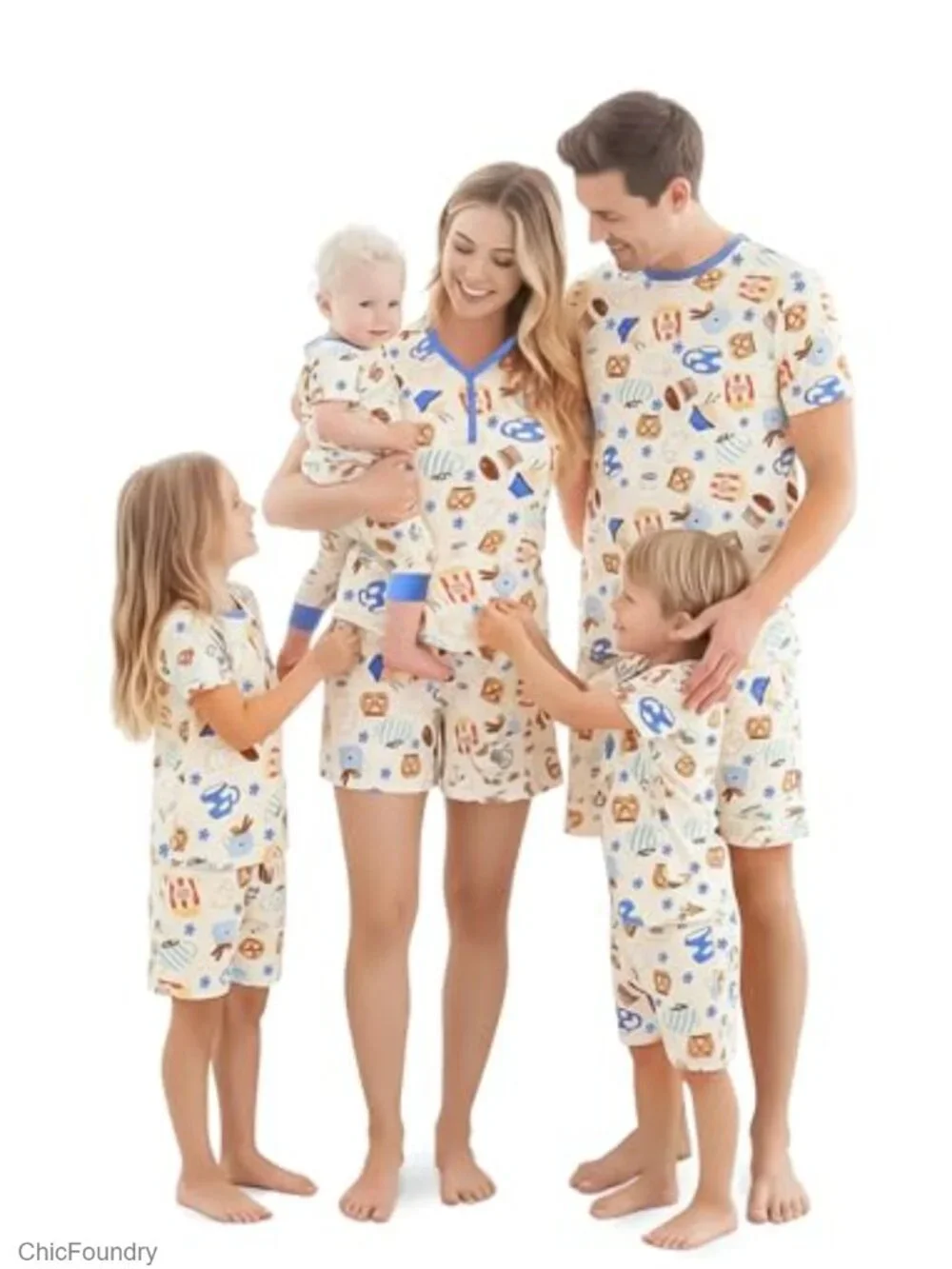 Bamboo Viscose Pajama Set Short Sleeve Matching Family Pajamas